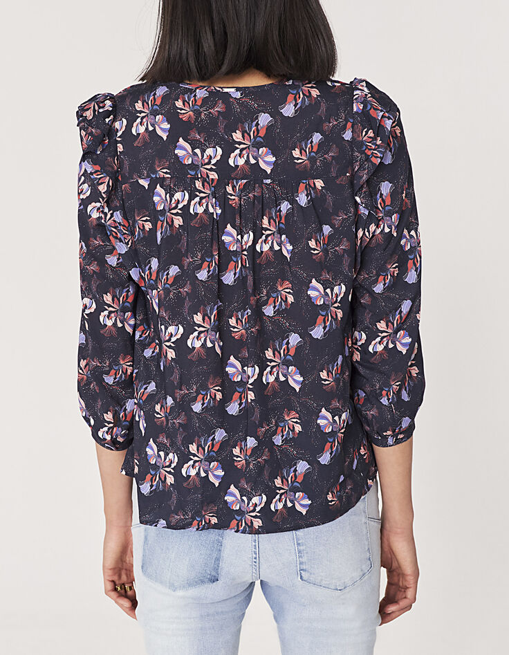 Damenbluse aus Ecovero® mit Blumenprint und Rüschen-3