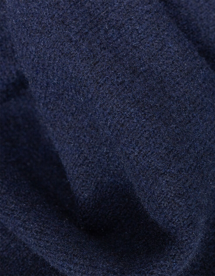 Marineblaues Damen-Rundhalsausschnitt-Kleid mit langen &Auml;rmeln-6