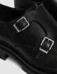 Derbies à boucles noirs cuir Homme-5