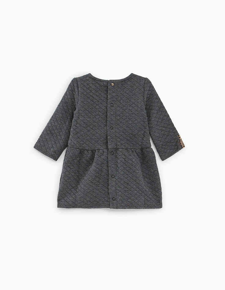 Baby girls’ grey marl embroidered damask dress-3