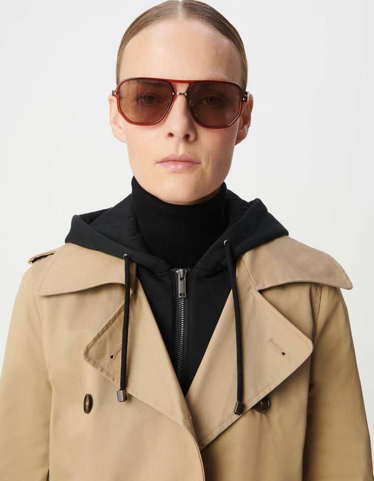 Women’s trench coat, removable hood and facing-6