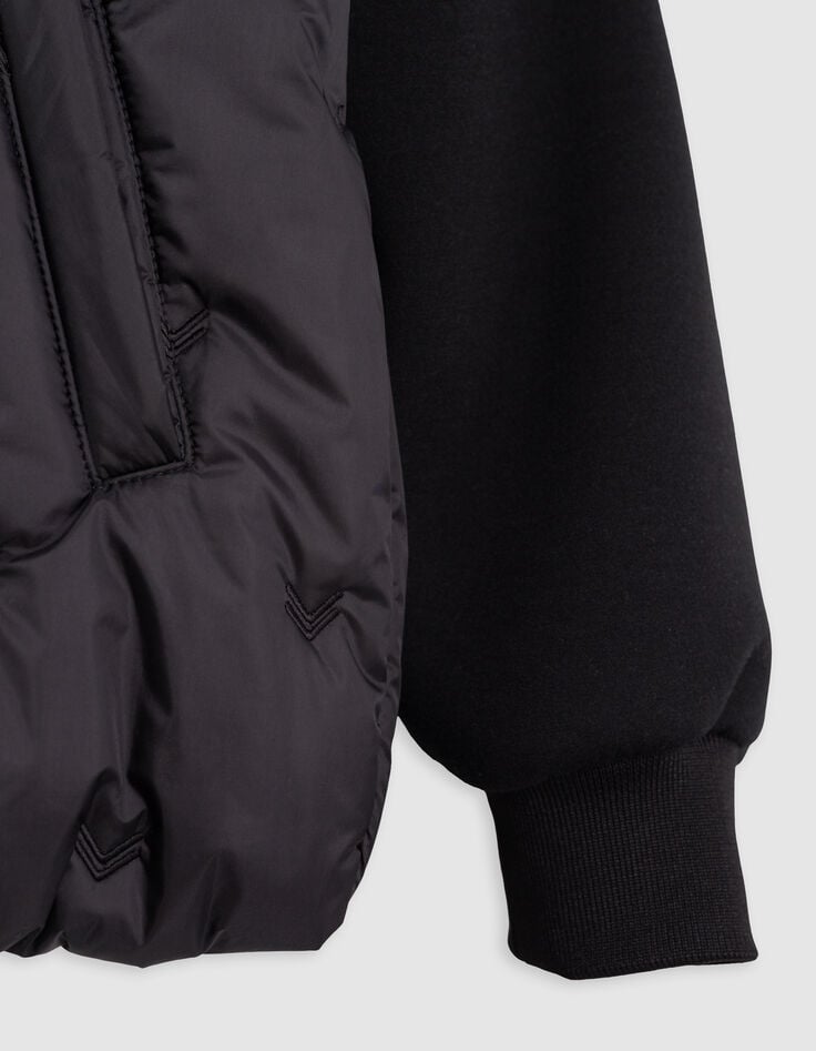 Boy's black embroidered nylon two-ply down jacket-4