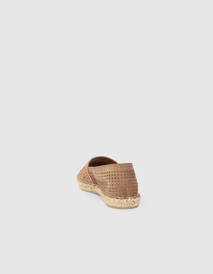 Espadrilles beige cuir velours perfor&eacute; Homme-3