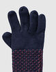 Gants navy et rouge tricot points fantaisie garçon -3