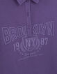 Robe-sweat violet à col polo broderies College fille-4