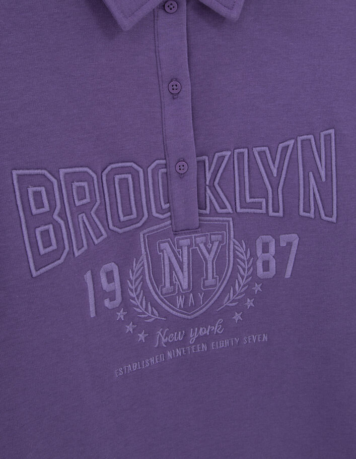 Girls’ purple polo sweatshirt-dress, College embroidery-5