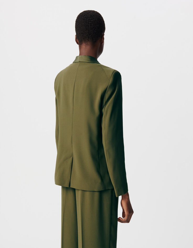 Women’s khaki recycled polyester crepe suit jacket-3