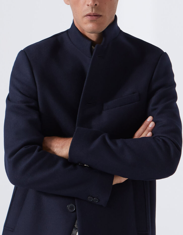 Manteau marine droit upcycl&eacute; Homme-4