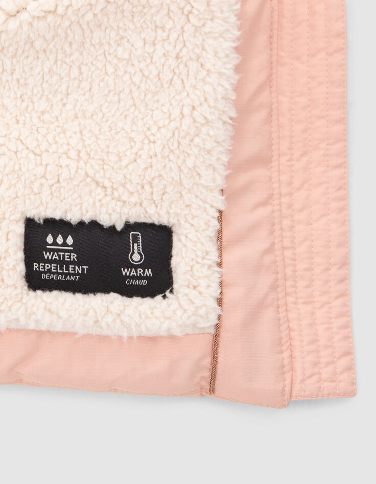 Girls’ pink padded jacket with side zips-4