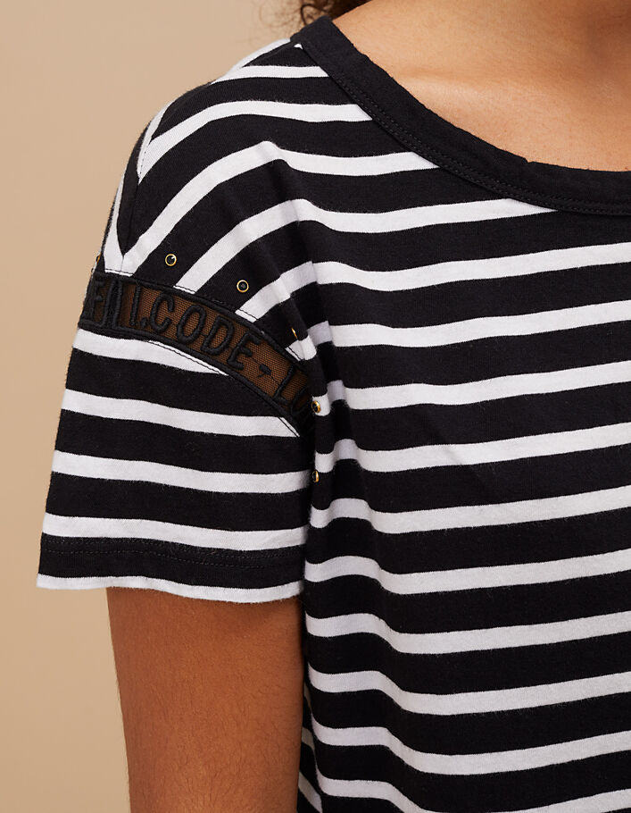 Tee-shirt marinière noir rayé blanc à clous I.Code - I.CODE
