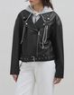 Veste cuir noir esprit motard chevrons clous Femme-2 Veste cuir noir esprit motard chevrons clous Femme-2