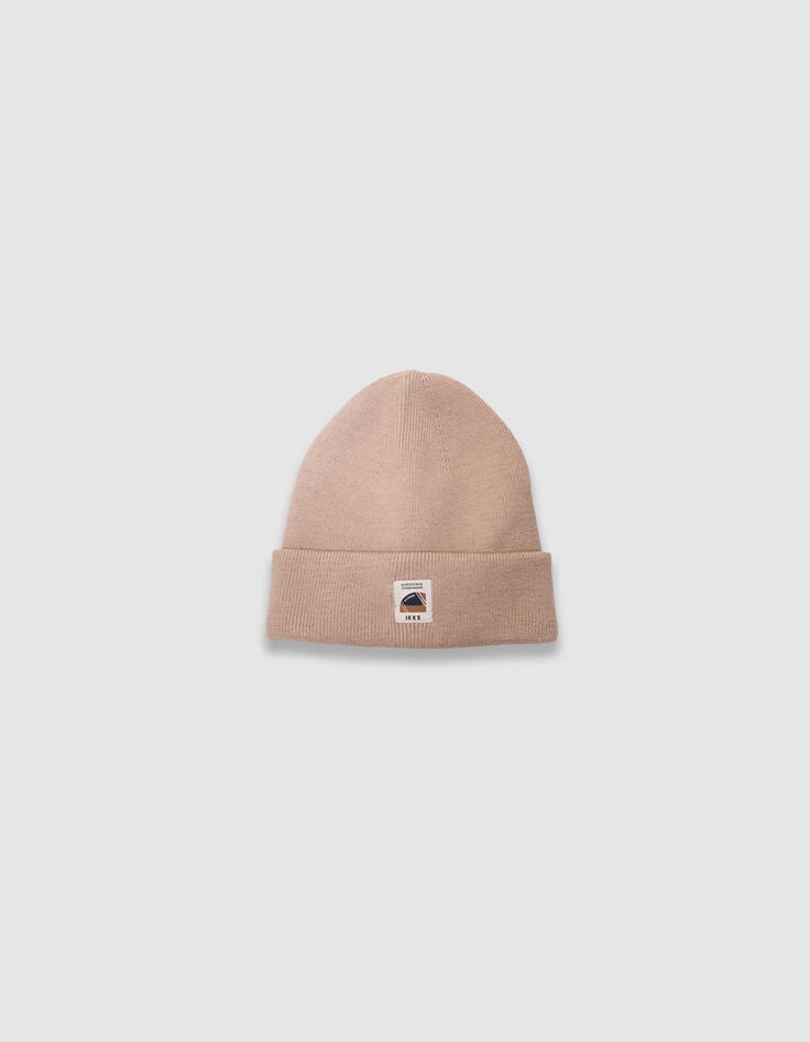 Boy's beige knitted hat with lapels-7 Boy's beige knitted hat with lapels-7