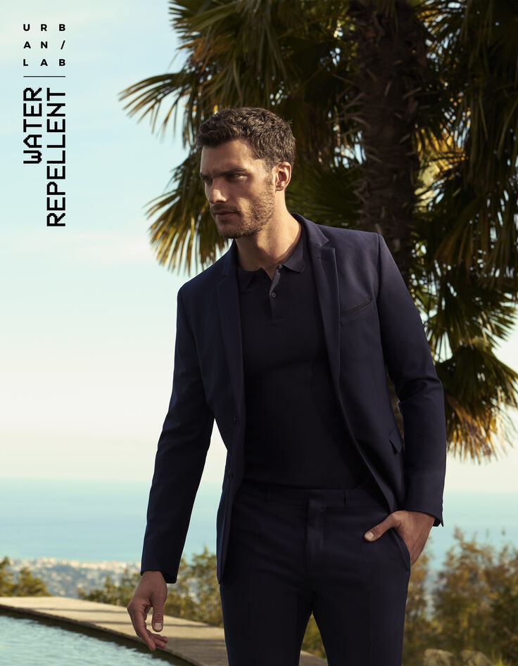 Veste de costume bleu foncé en twill Homme-1