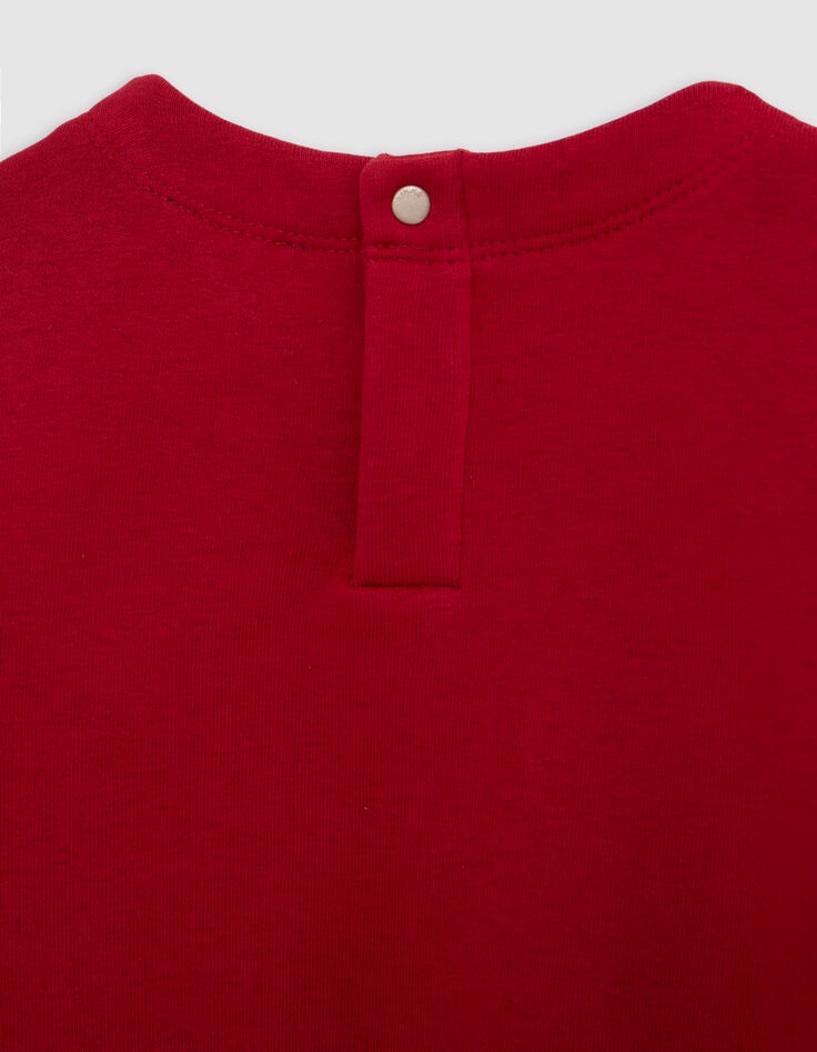 Rotes Sweatshirt, Paillettenmuster, Falten, Mädchen-6