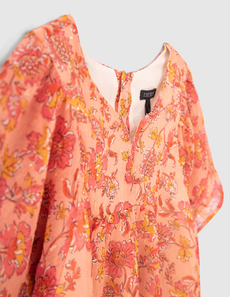 Vloeiende oranje blouse print meisjes-5