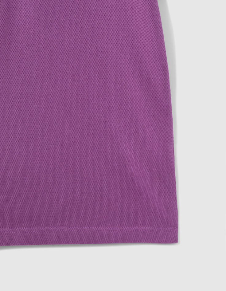 Boys’ purple pique knit polo shirt with striped ribbing-5