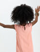 Girls’ peach dress, lace trim-2