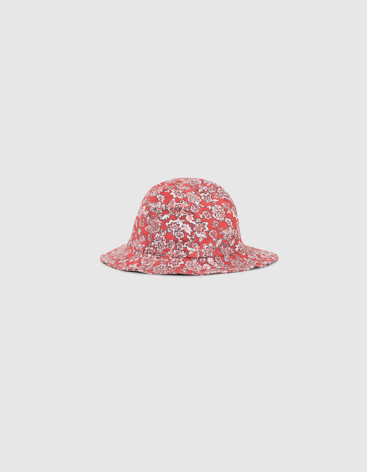 Sombrero rojo estampado floral bebé niña-1