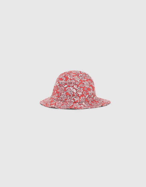 Chapeau rouge imprimé floral bébé fille