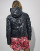 Women’s black vinyl hooded short padded jacket-3