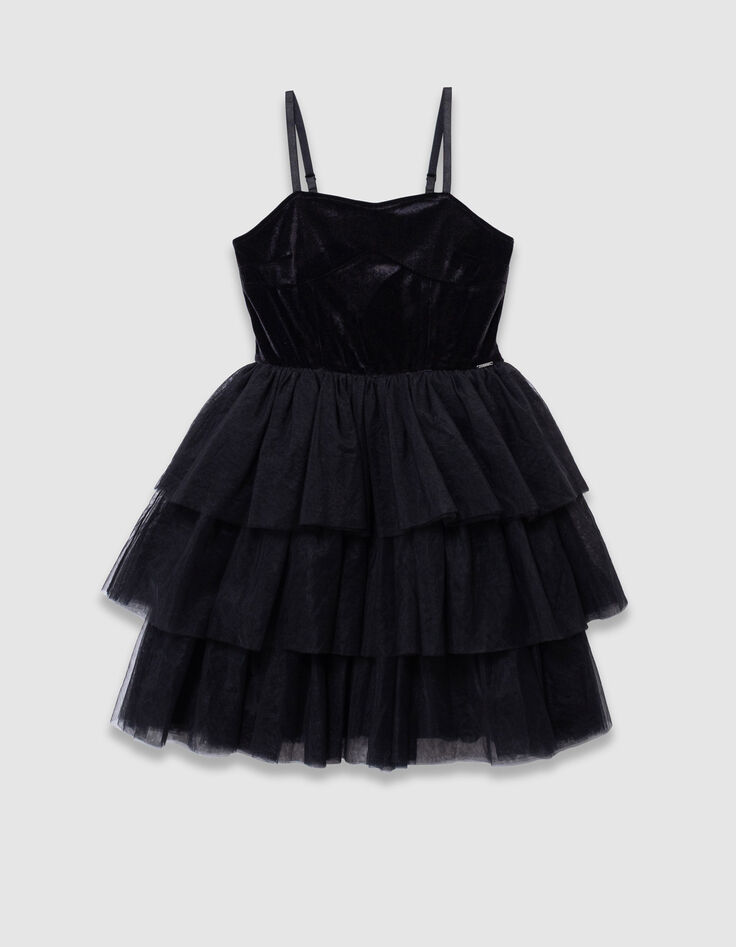 Robe bustier noire velours et tulle fille-2