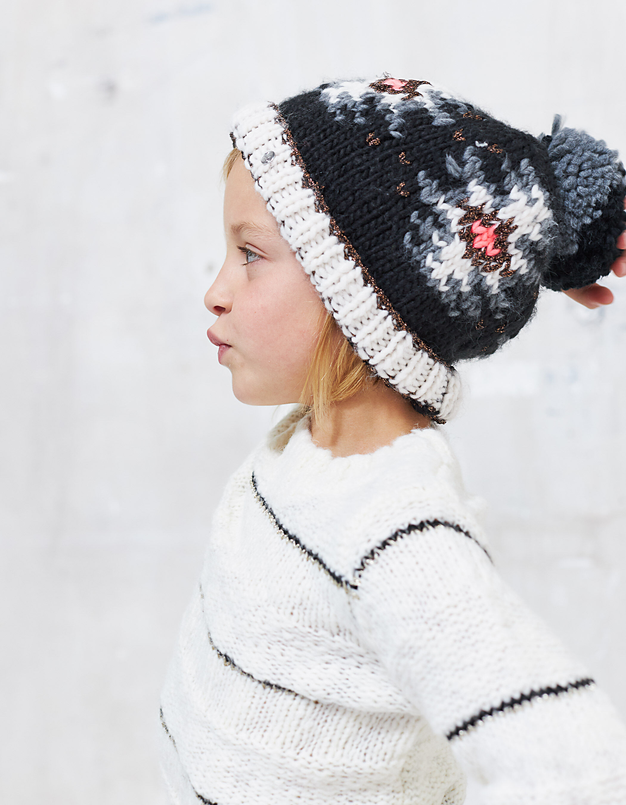 Girls black beanie IKKS