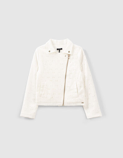 Cardigan blanc cassé en dentelle esprit motard fille - IKKS