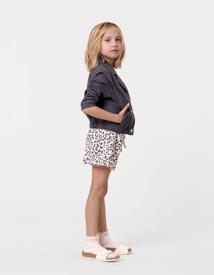 Kort grijs jasje maxi borduursel rug meisjes-3