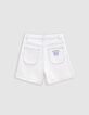 Short en jean blanc surpiqûres bleues fille-6