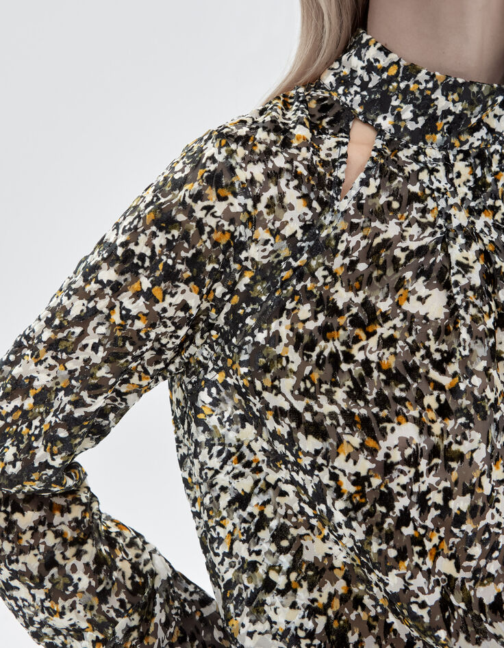 Pure Edition-Women’s black tachist rock dévoré blouse-5 Pure Edition-Women’s black tachist rock dévoré blouse-5