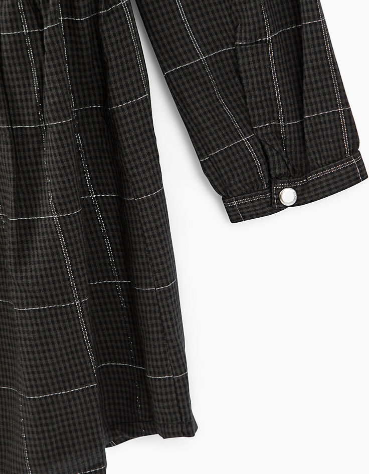 Robe gris anthracite à carreaux avec capuche fille-5