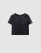 Top noir dentelle effet enduit Femme-7