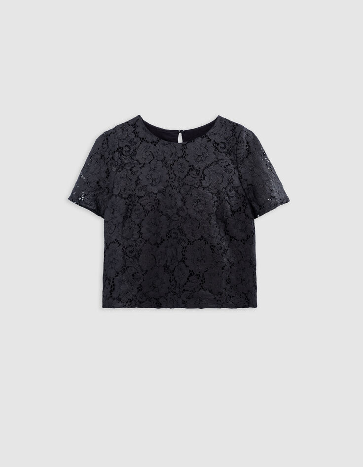 Top noir dentelle effet enduit Femme-7