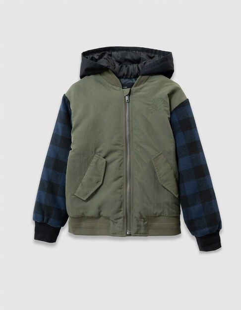 Blouson kaki manches carreaux esprit bomber gar&ccedil;on - IKKS