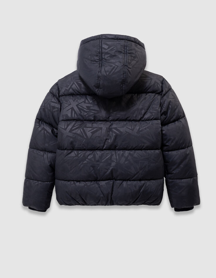 Boys’ navy padded jacket with graphic fur-lined hood-7