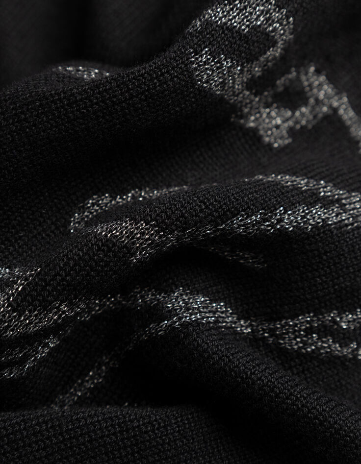 Schwarzer Damen-Strickpulli Botschaft-4 Schwarzer Damen-Strickpulli Botschaft-4