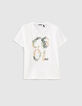 Weißes Jungen-T-Shirt mit gesticktem Skull, Bio -1