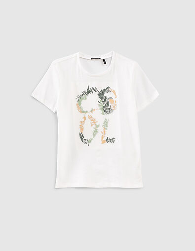 Weißes Jungen-T-Shirt mit gesticktem Skull, Bio  - IKKS