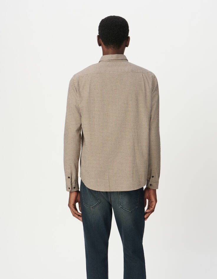 Chemise regular beige coton bio motif carreaux Homme-3 Chemise regular beige coton bio motif carreaux Homme-3