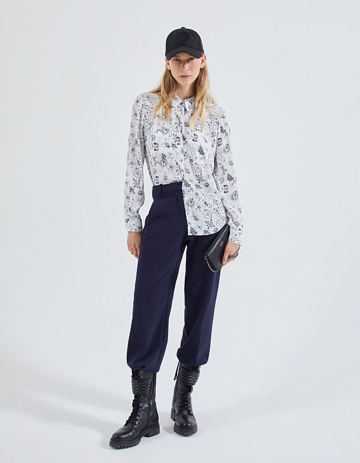 Camisa de crepé de viscosa estampado tatoo mujer-6