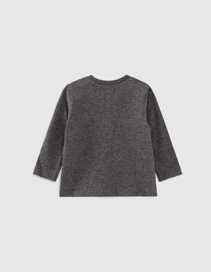Grijs T-shirt bio opdruk geflockte gitaar babyjongens -3