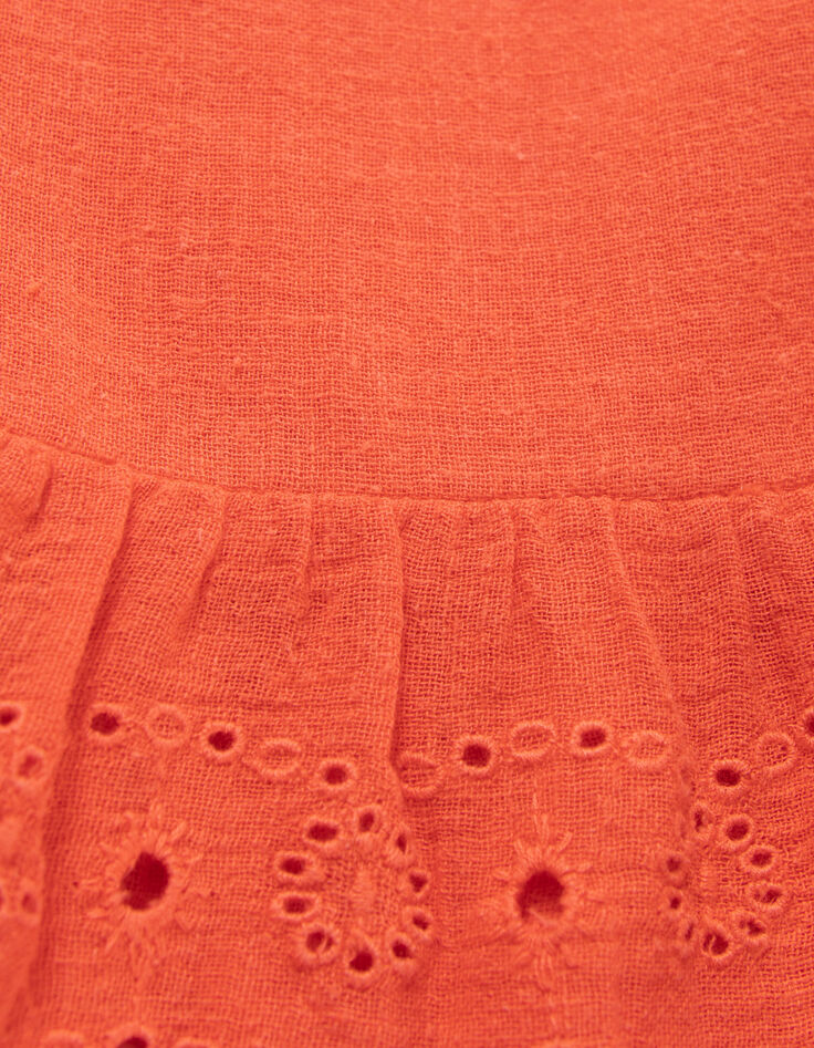 Top rouge col carré broderie anglaise fille-7