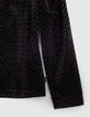 Girls’ black texture, lurex, jacquard velvet knit T-shirt-3