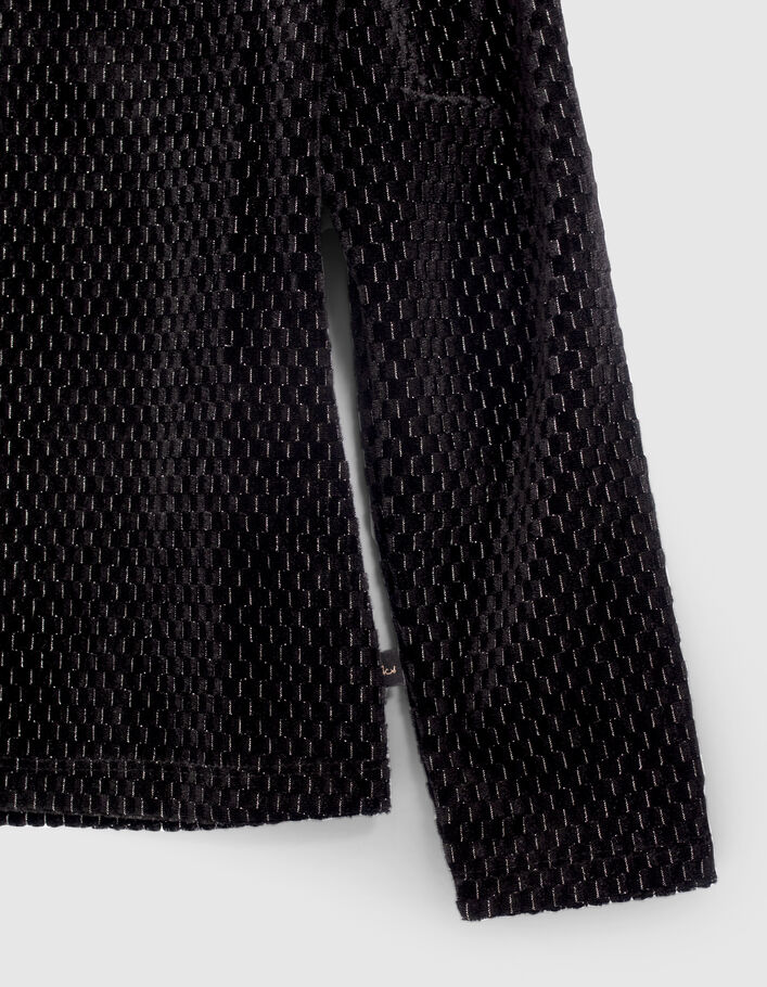 Girls’ black texture, lurex, jacquard velvet knit T-shirt-4
