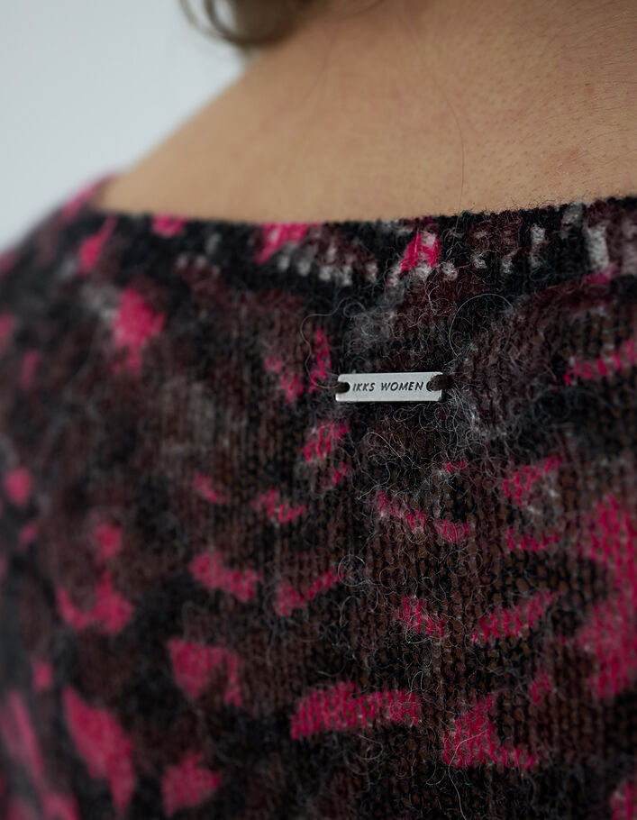 Women’s Cosy Flowers-print fluffy wool V-neck sweater - IKKS