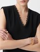 Robe noire décor dentelle col V devant dos Femme-5