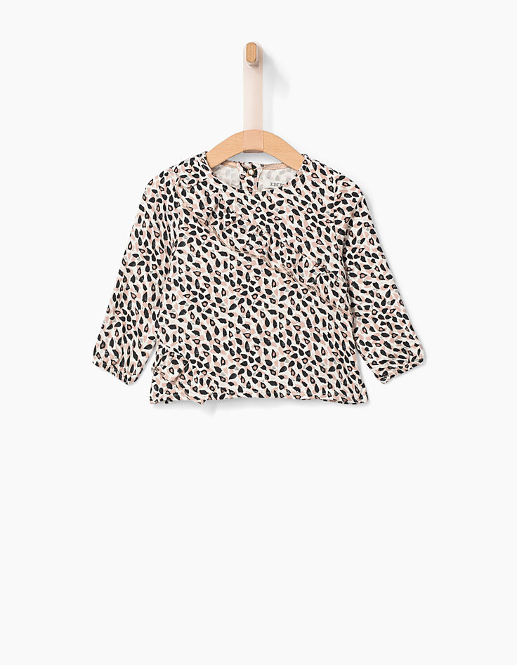 Blouse rose à imprimé animalier bébé fille-1