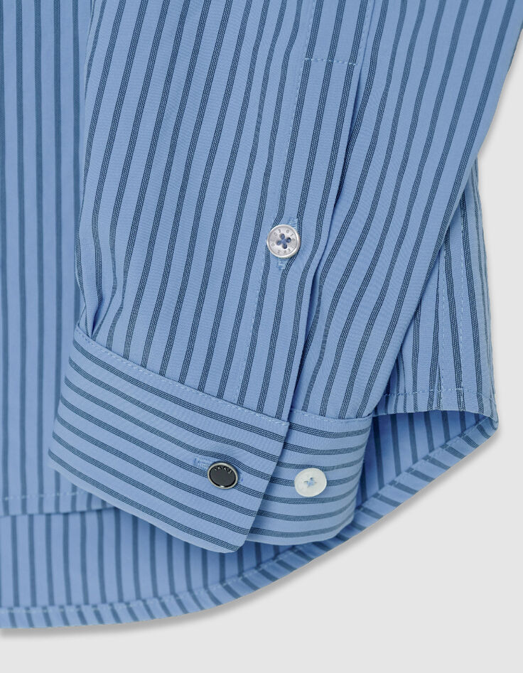 Men's EASY CARE slim blue striped shirt-8
