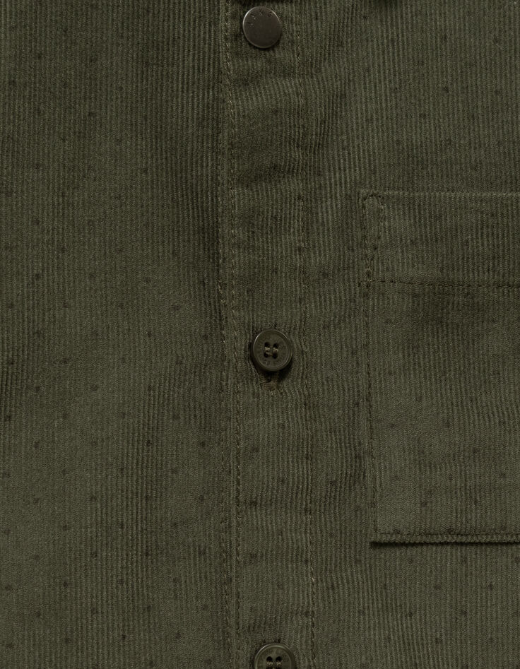 Khaki Jungenhemd lange Ärmel Velours Punkte-6