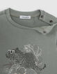 Conjunto camiseta caqui y bermudas color crudo bebé niño-2
